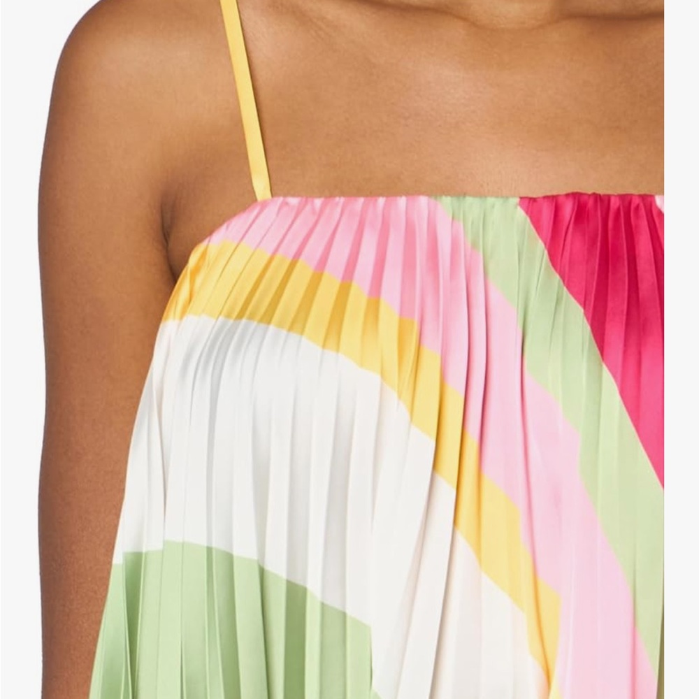 Ramy Brook Pink and Green Pleated Crop Camisole - Picture 3 of 7